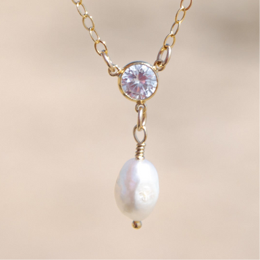 Baroque Pearl and Cubic zirconia necklace